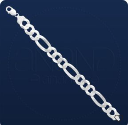 925 Silver Figaro Bracelet 10mm